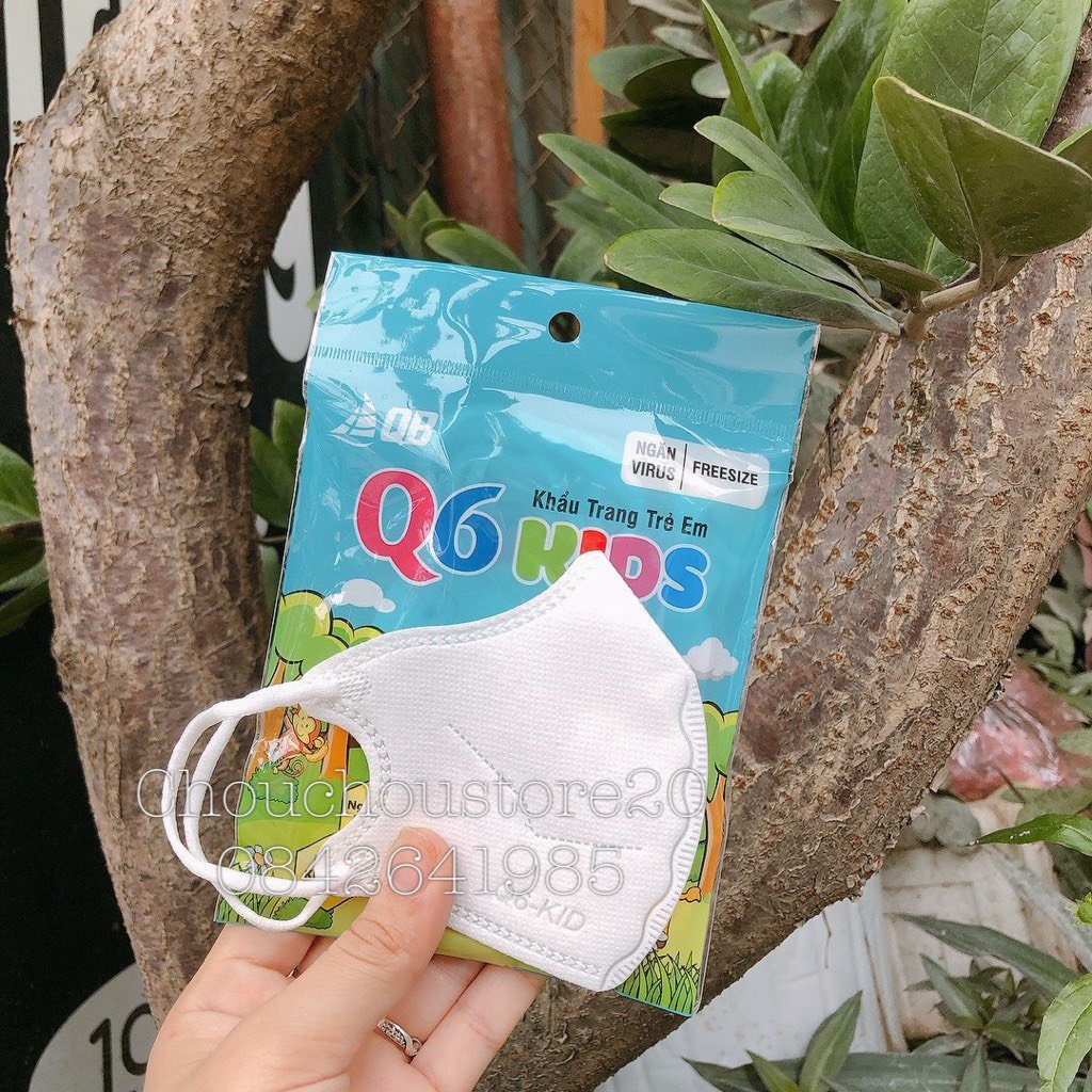 [Có Sẵn] 1 Thùng 30 Túi (1 Túi 10 chiếc) Khẩu Trang 6D Q6 Kids Siêu Kháng Khuẩn In Hình Hoạ Tiết Cho Bé Từ 2 - 5 Tuổi