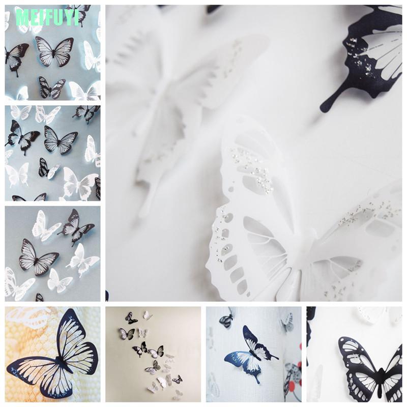 Set 18 Miếng Dán Trang Trí Tủ Lạnh Hình Bướm 3d Dễ Thương