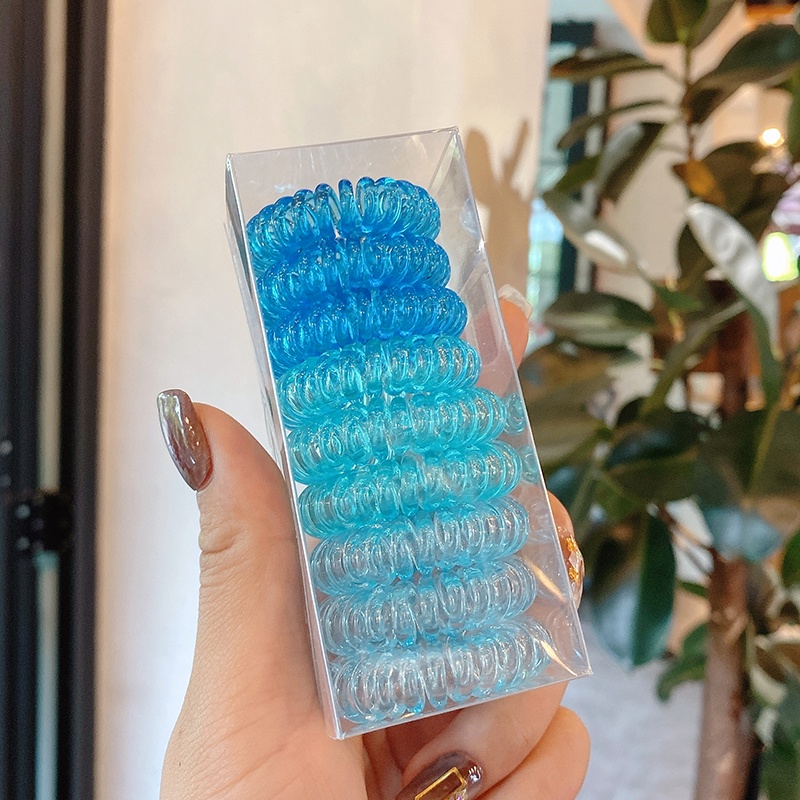 Set 9 Dây Cột Tóc Nữ Dạng Xoắn Ốc Đơn Giản Nhiều Màu Sắc Thời Trang