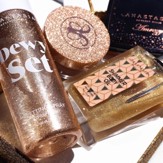 Dầu Anastasia Beverly Hills Shimmer Body Oil và xịt Dewy Set Setting Spray