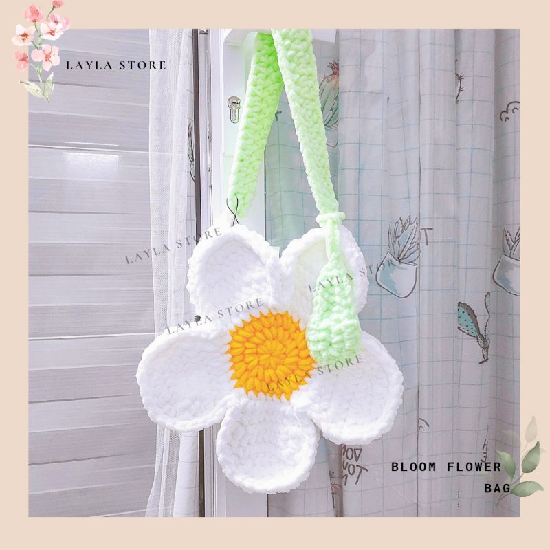 Túi len bông hoa cúc Bloom Flower Bag nhiều màu - Túi xách len handmade hot trend Layla Store