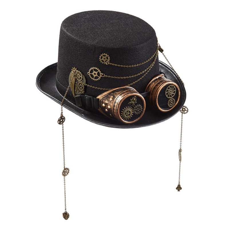 Mũ Hóa Trang Halloween Phong Cách Steampunk Kèm Kính Bảo Hộ