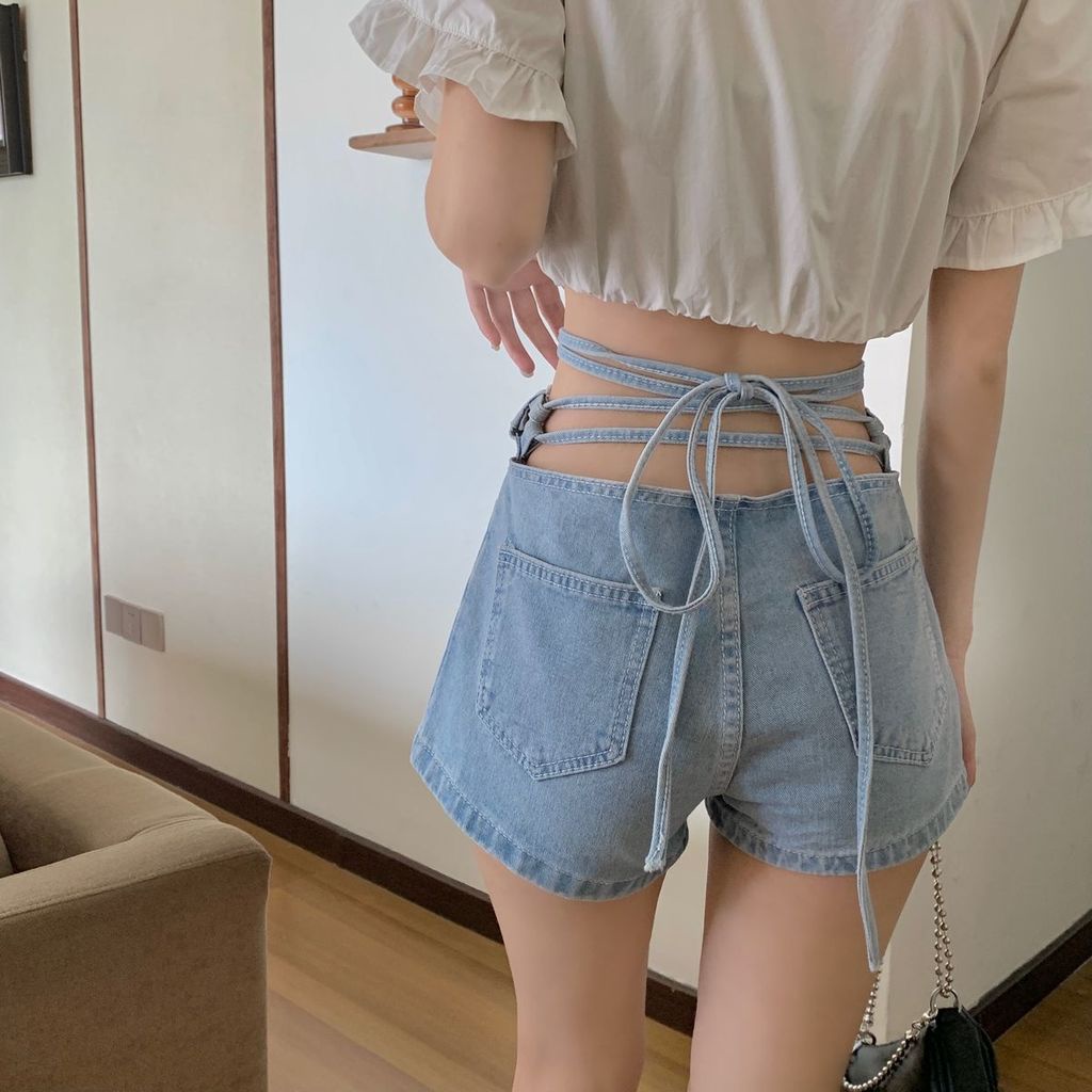 Quần Short Denim Lưng Cao Thiết Kế Mới Quyến Rũ Thời Trang Mùa Hè Dành Cho Nữ