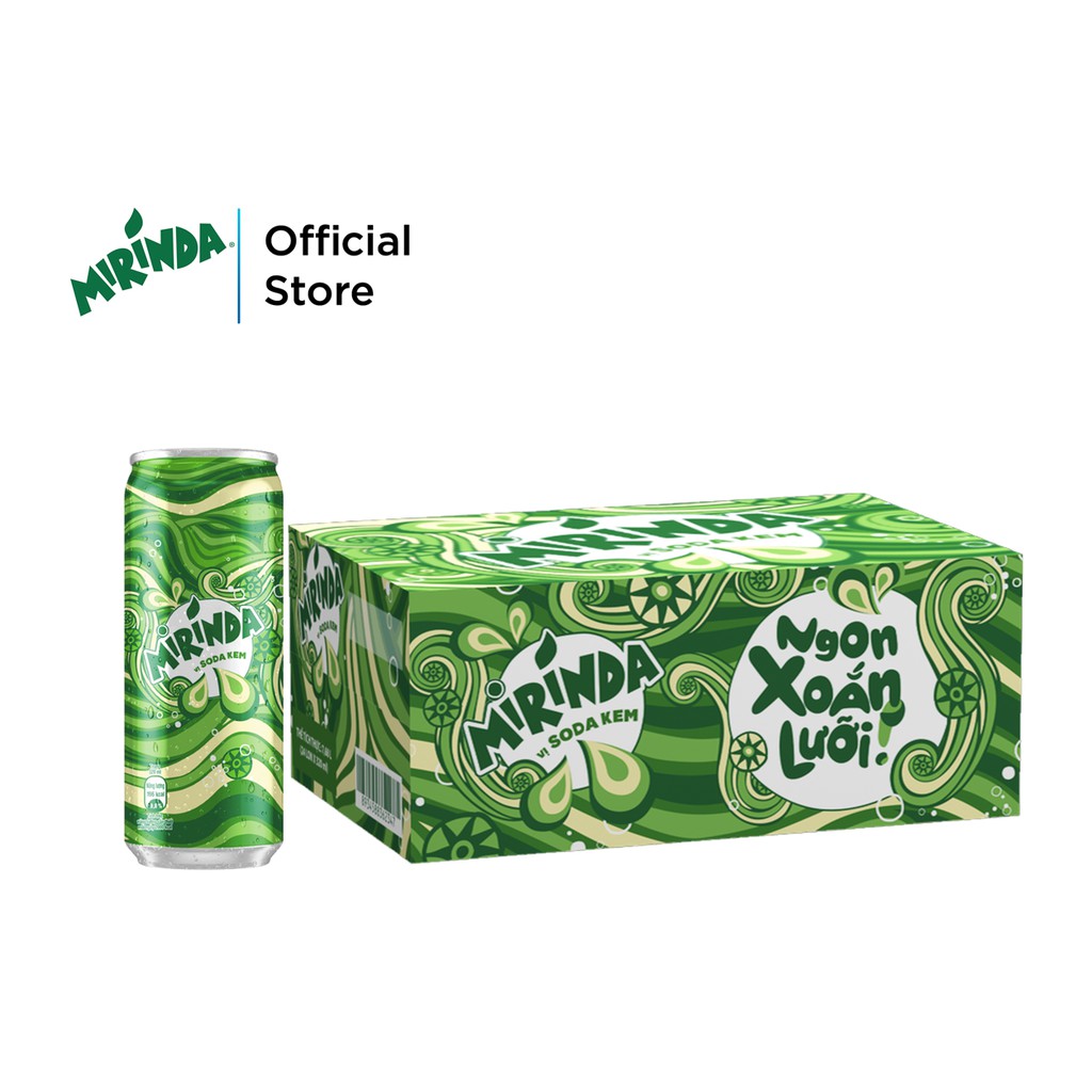 Thùng 24 Lon Nước Ngọt Có Gaz Mirinda Soda Kem (320ml/lon)