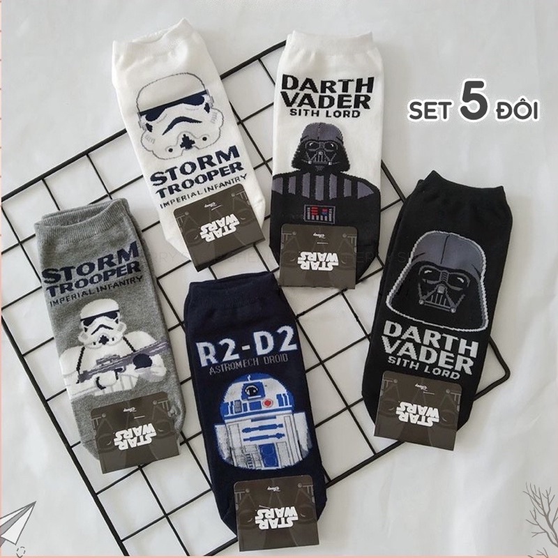 Tất nữ cổ ngắn họa tiết cool ngầu [ Freeship] set 5 đôi vớ nữ phong cách Hàn Quốc