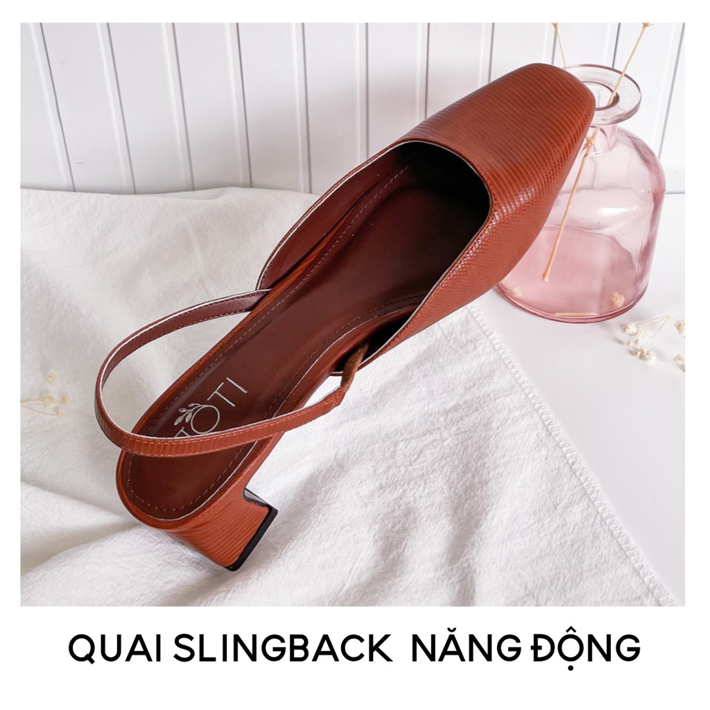 Giày Cao Gót Nữ JOTI Flora 3274VN5 - Mũi Vuông Quai Hậu Đế Trụ Cao 3cm Da Mờ - Mang Công Sở