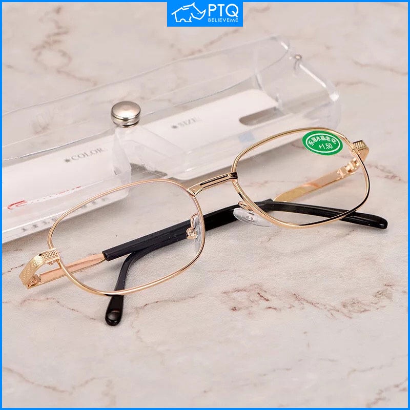 Kính Đọc Sách Gọng Kim Loại Chống Bức Xạ Kèm 100 ~ + 400 Độ