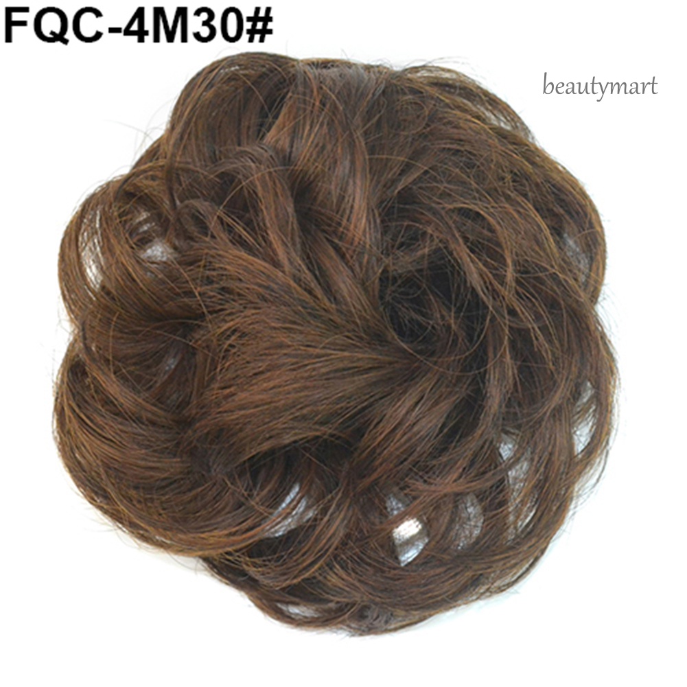 MF_Women Messy Donut Chignons Wavy Hair Bun Updo Extension Ponytail Hairpiece Wig