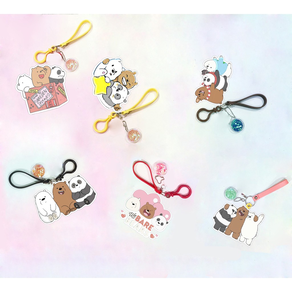 Móc khoá ba anh em gấu kim tuyến MKT3 móc khoá bare bear cute dễ thương kpop thần tượng idol hoạt hình