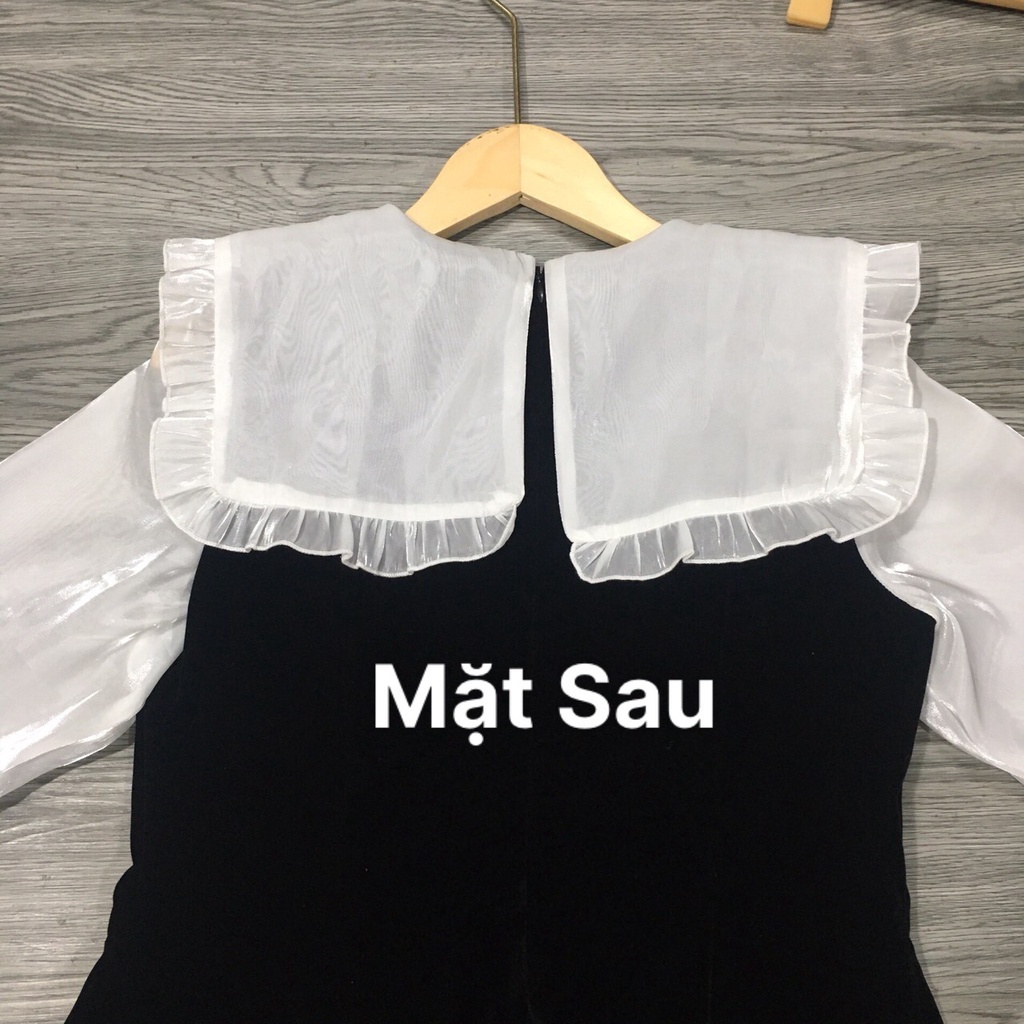 Váy nữ Thiết Kế xòe ngắn phối tơ dài tay, đầm nhung dự tiệc sang chảnh HN clothing | WebRaoVat - webraovat.net.vn