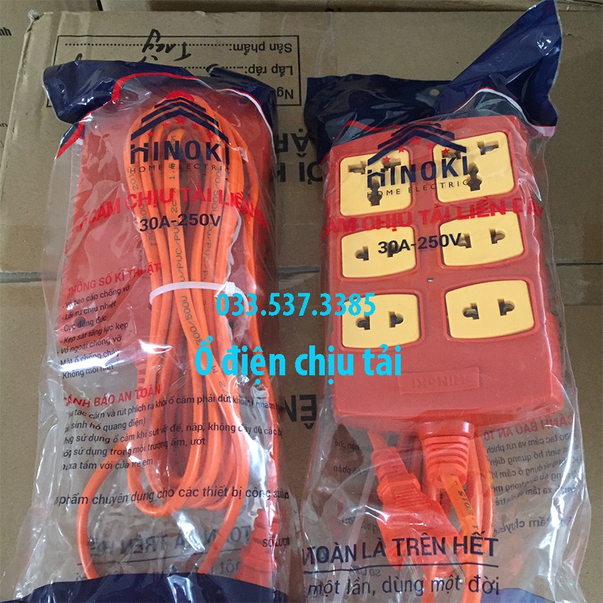 Ổ cắm điện, ổ cắm điện công suất lớn HINOKI loại 6 lỗ dây dài 3m, 5m