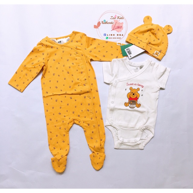 Set body sơ sinh 3 chi tiết HM