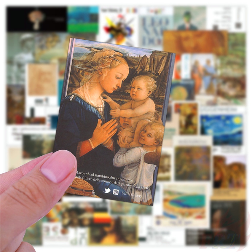 ❉ Bức Tranh Nổi Tiếng &amp; Series 05 Art Gallery. Miếng Dán Tranh Sơn Dầu Nổi Tiếng ❉ Set 50 Miếng Dán Trang Trí Thời Trang DIY