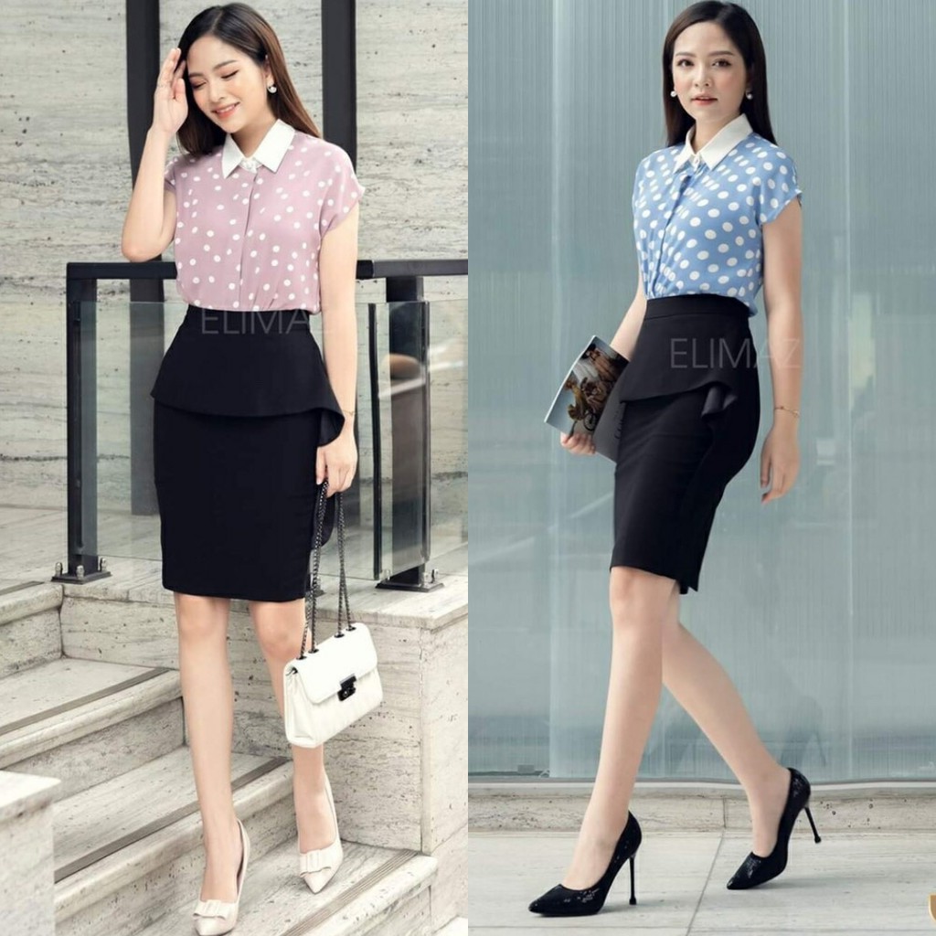 Chân váy bút chì Peplum vạt bèo phong các Hàn Quốc siêu xinh - Lady Mode | BigBuy360 - bigbuy360.vn