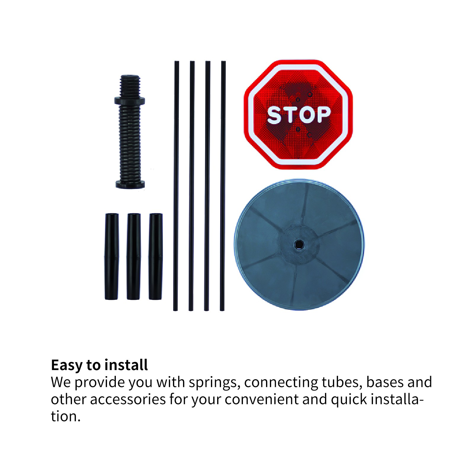 IN STOCK Bright Red White Stop Sign Eye-Catching Visible Car Stop Warner Load-Bearing Traffic Stop Set Fadeless People Car Warning Sign Rust-Proof Car Stop Reflector for Street Road Parking