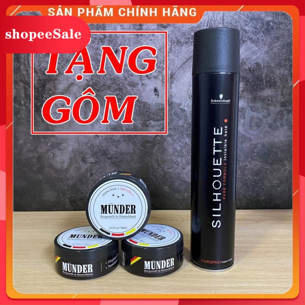 Wax Vuốt Tóc Nam MUNDER + Gôm Silhouette + Tặng Lược | Keo Gel vuốt tóc nam
