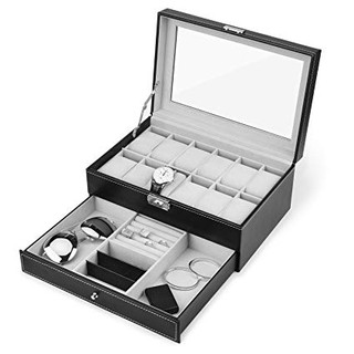 HỘP ĐỰNG VÀ BẢO QUẢN 12 CHIẾC ĐỒNG HỒ ĐEO TAY CÁC LOẠI VÀ TRANG SỨC, ĐỒ DÙNG QUAN TRỌNG CÓ KHÓA VÀ NGĂN KÉO