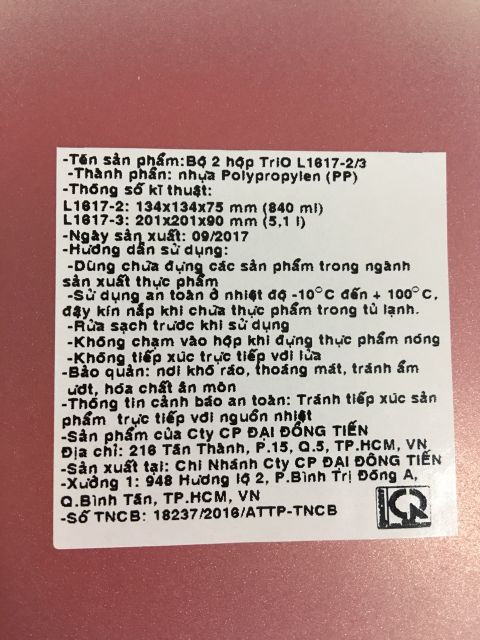 Set 2 hộp nhựa 5.1 lit và 840ml