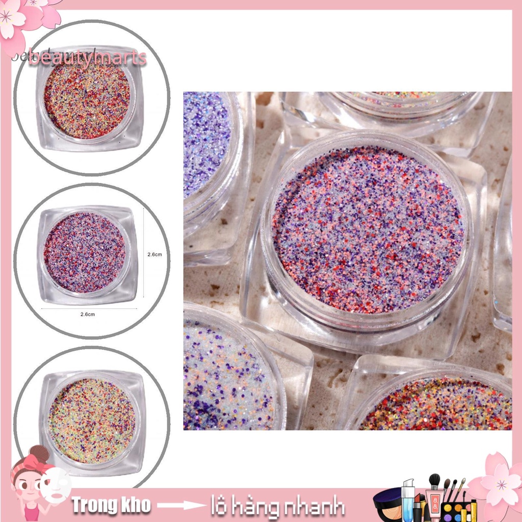 [Hàng mới về] Hộp bột kim tuyến trang trí móng màu sắc rực rỡ mini