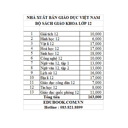 Sách - Trọn bộ sách giáo khoa lớp 12 - 13 cuốn