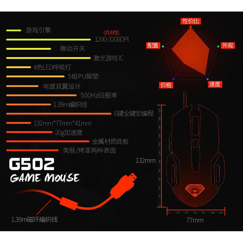 Chuột chuyên Game 6D DIVIPARD G502 Led đa màu DPI 3200