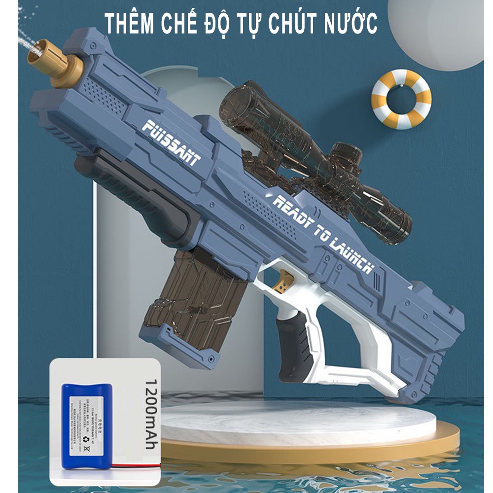 Súng Nước Sử Dụng Pin Điện Áp Lực Cao Puissant, Có Chế Độ Tự Động Hút Nước, Quà Tặng Dành Cho Bé