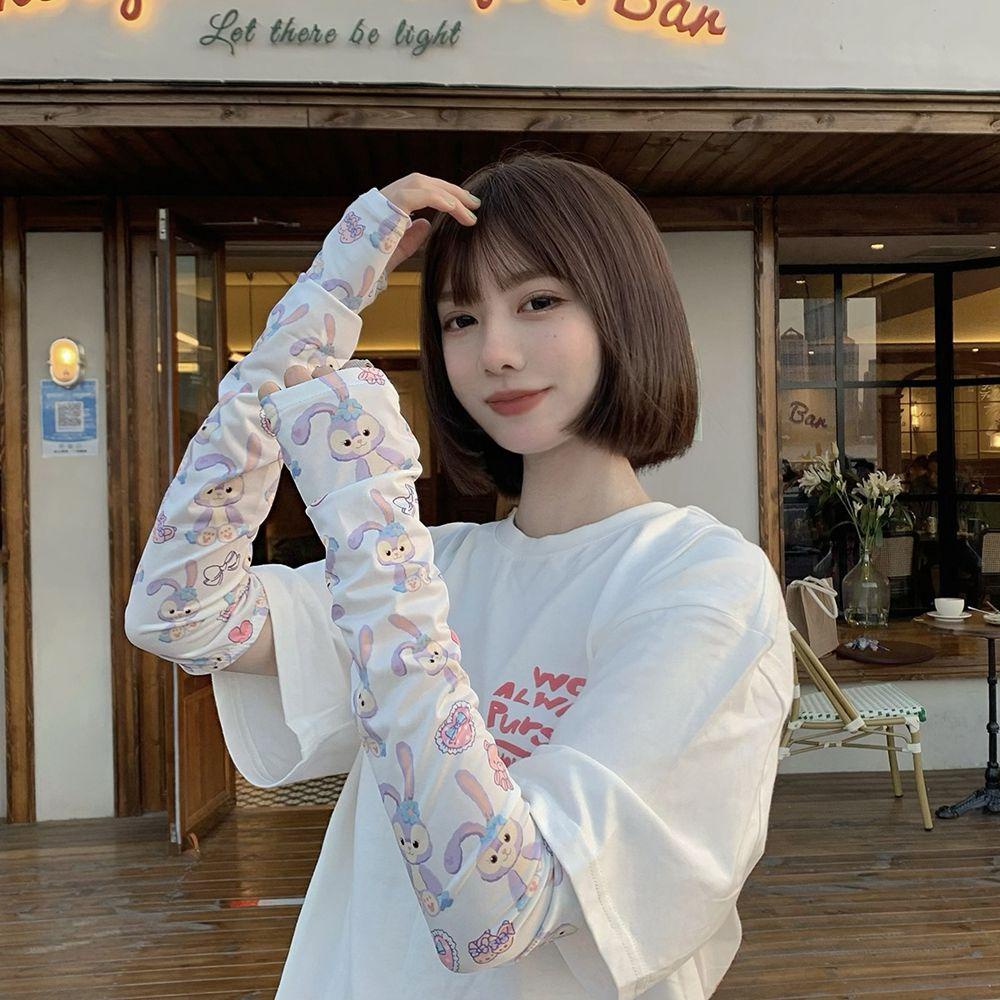Găng Tay Chống Nắng Bằng Lụa Co Giãn Giữ Ấm Mùa Hè In Họa Tiết Hoạt Hình Melody Cho Cánh Tay Khi Đi Xe Đạp