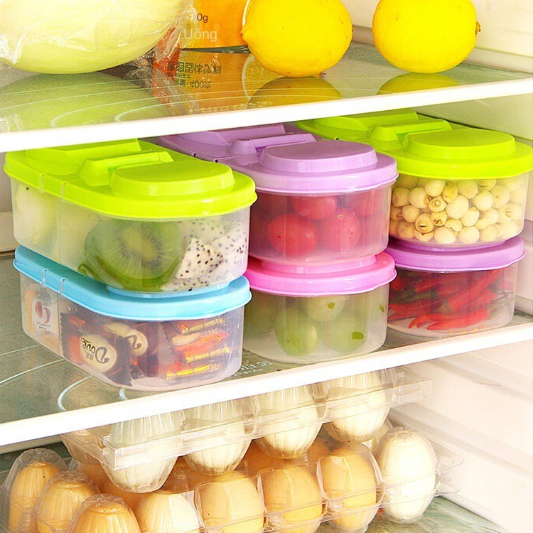 Hộp đựng thực phẩm nhà bếp đa năng hai ngăn bảo quản tủ lạnh đồ ăn dặm nhiều kín nhựa nhanh có nắp