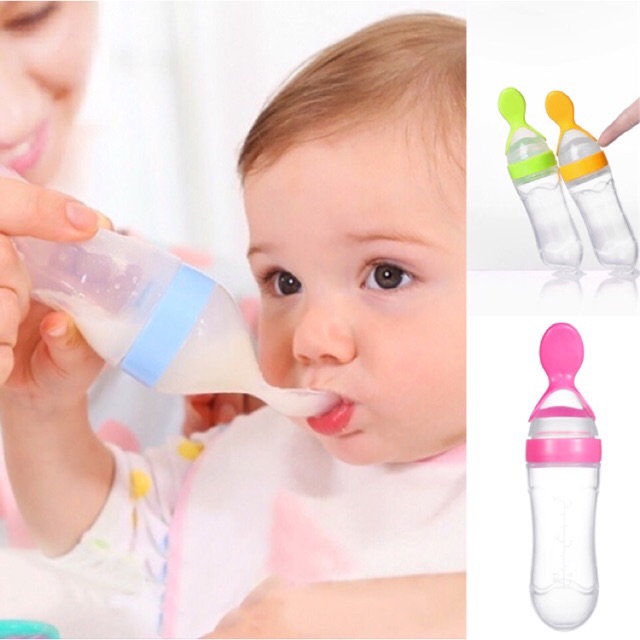 Ninikids: ĐƯỢC CHỌN MÀU-Bình thìa ăn dặm silicon chia vạch ( LOẠI TỐT)