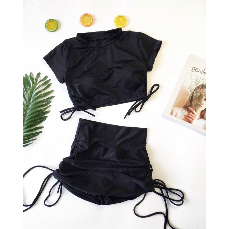 [MẪU MỚI+ẢNH THẬT] Bikini tay cộc phối váy nhún kín đáo