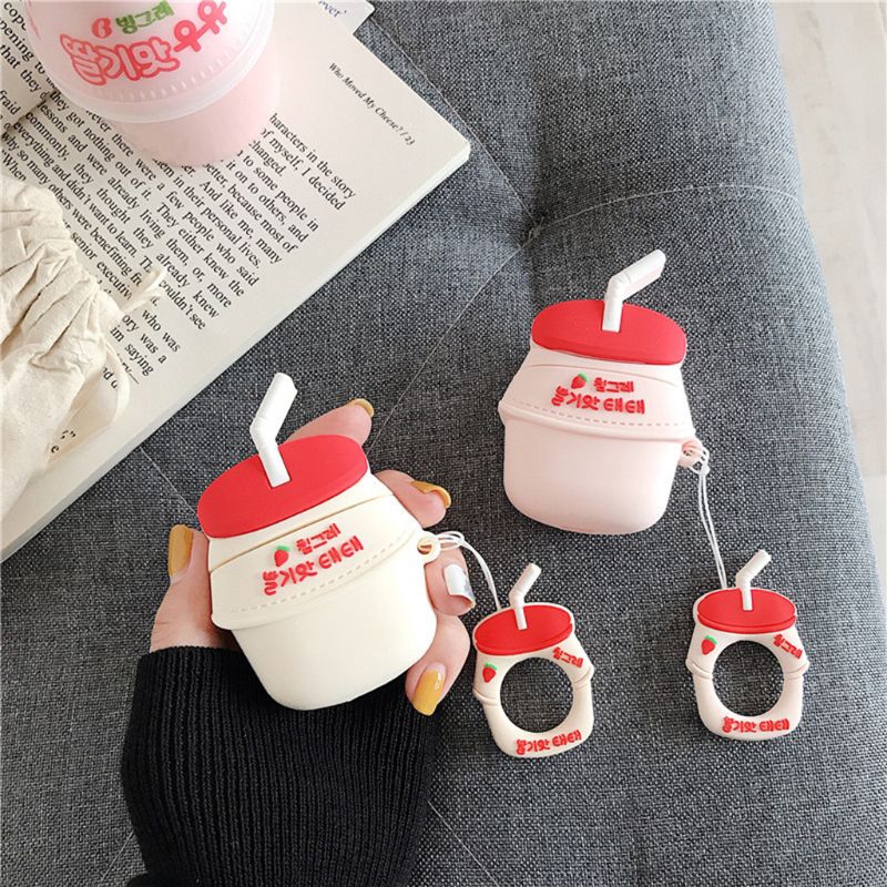 Vỏ Bọc Hộp Sạc Tai Nghe Airpods Hình Hộp Sữa Đáng Yêu