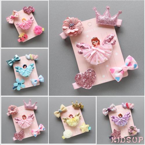 Set 5 kẹp tóc nơ mini dễ thương cho bé gái