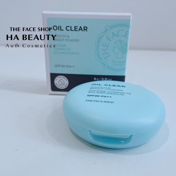 Phấn phủ kiềm dầu siêu mịn cho da hỗn hợp da dầu trang điểm The Face Shop Oil Clear Smooth & Bright Powder 9g | BigBuy360 - bigbuy360.vn