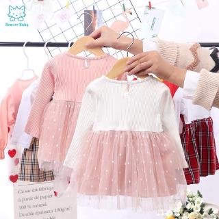Đầm Bé Gái Tay Dài Phối Lưới
