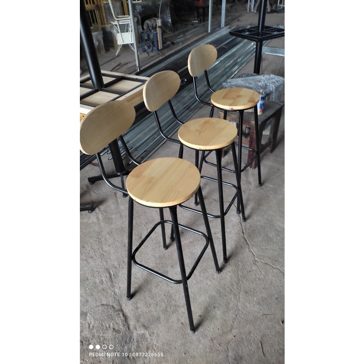 ghế quầy bar, ghế thu ngân ghế club khung sắt mặt gỗ HPGBCF 01