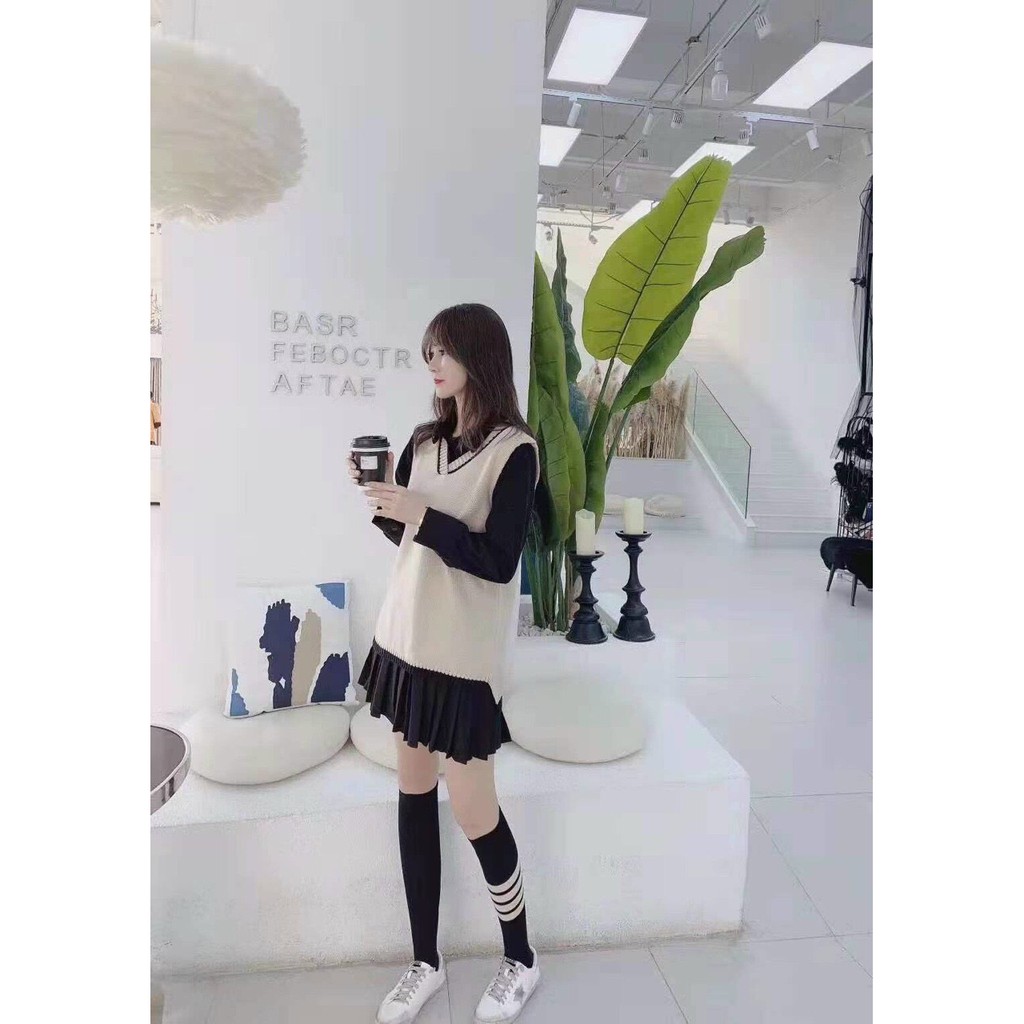 Set gile len váy sơ mi chân dập ly hàng QC