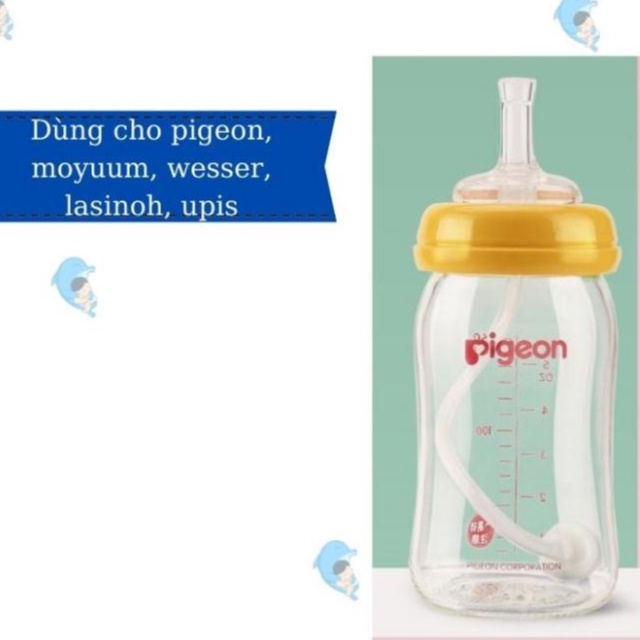 Núm Ống Hút Silicon Cho Bé Tập Hút An Toàn Thay Thế Núm Ti Thành Bình Uống Nước, Dốc Không Chảy Nước