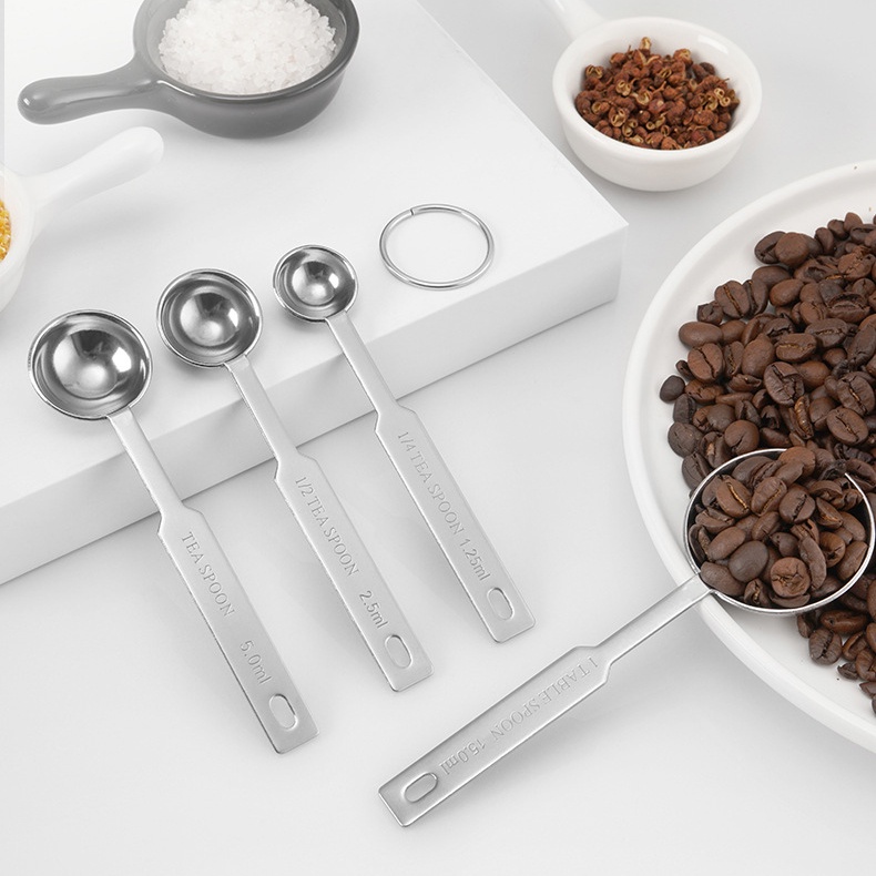 Bộ 4 muỗng đong inox - Muỗng đong nguyên liệu - Cân đong đồ làm bánh Inox ⚖ GBME006
