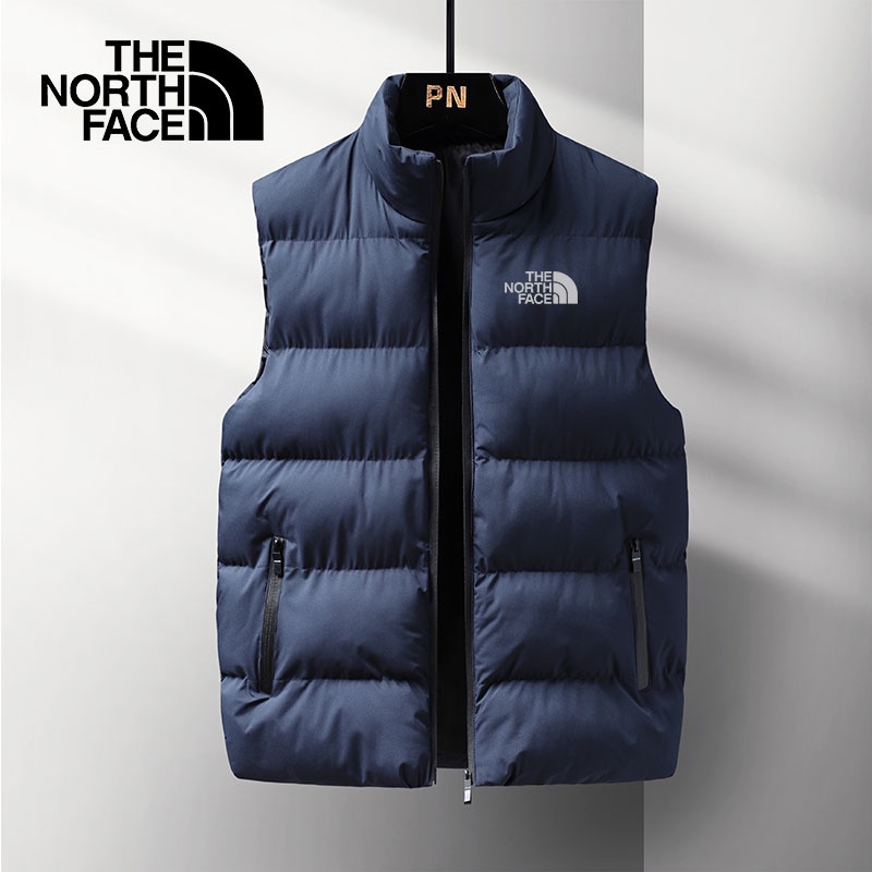 Áo Khoác Phao The North Face Không Tay Cổ Đứng Dáng Rộng Giữ Ấm Chống Gió Màu Trơn Thời Trang Cho Nam