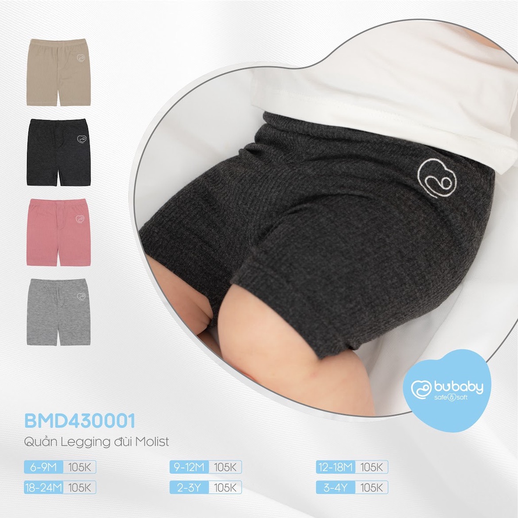 Quần legging đùi Molist Bu Baby cho bé trai bé gái mềm mại