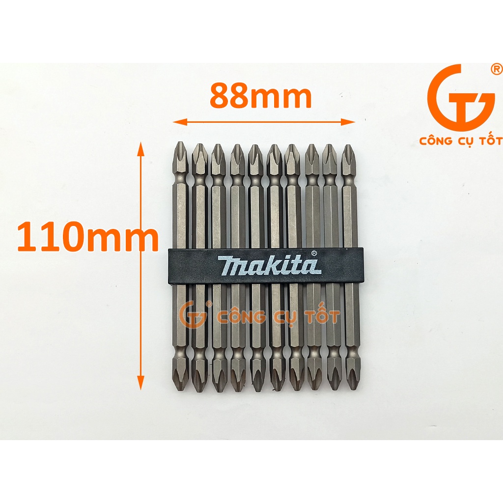 Bộ 10 mũi vít hai đầu PH2 Makita D-34833 110mm
