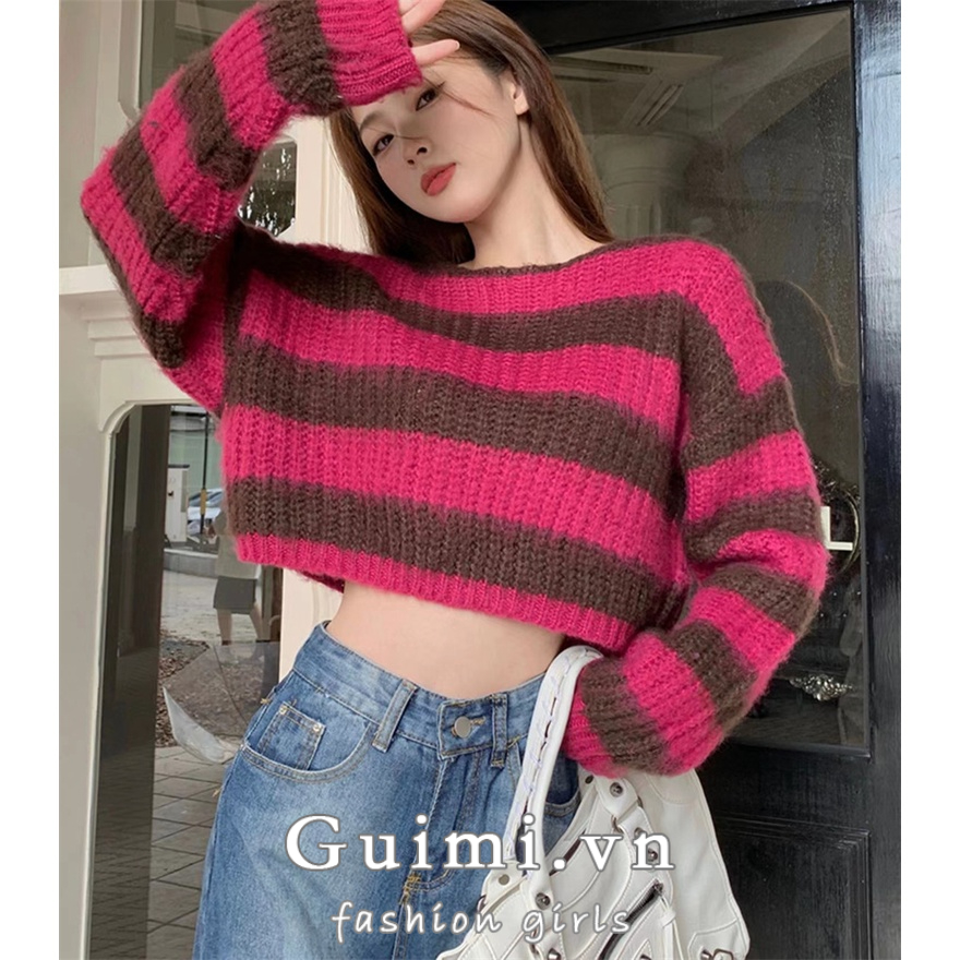 Áo sweater Dệt Kim Kẻ Sọc Dáng Rộng Thời Trang Thu Đông Hàn Quốc