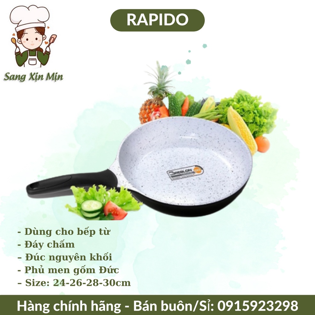 Chảo chống dính dùng cho bếp từ Rapido Tefal chính hãng, chảo đá đáy chấm size 24,28,26,30 cm