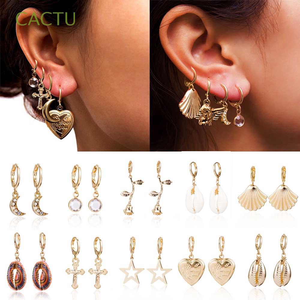 Khuyên tai dáng tròn phối màu độc đáo cho nữ