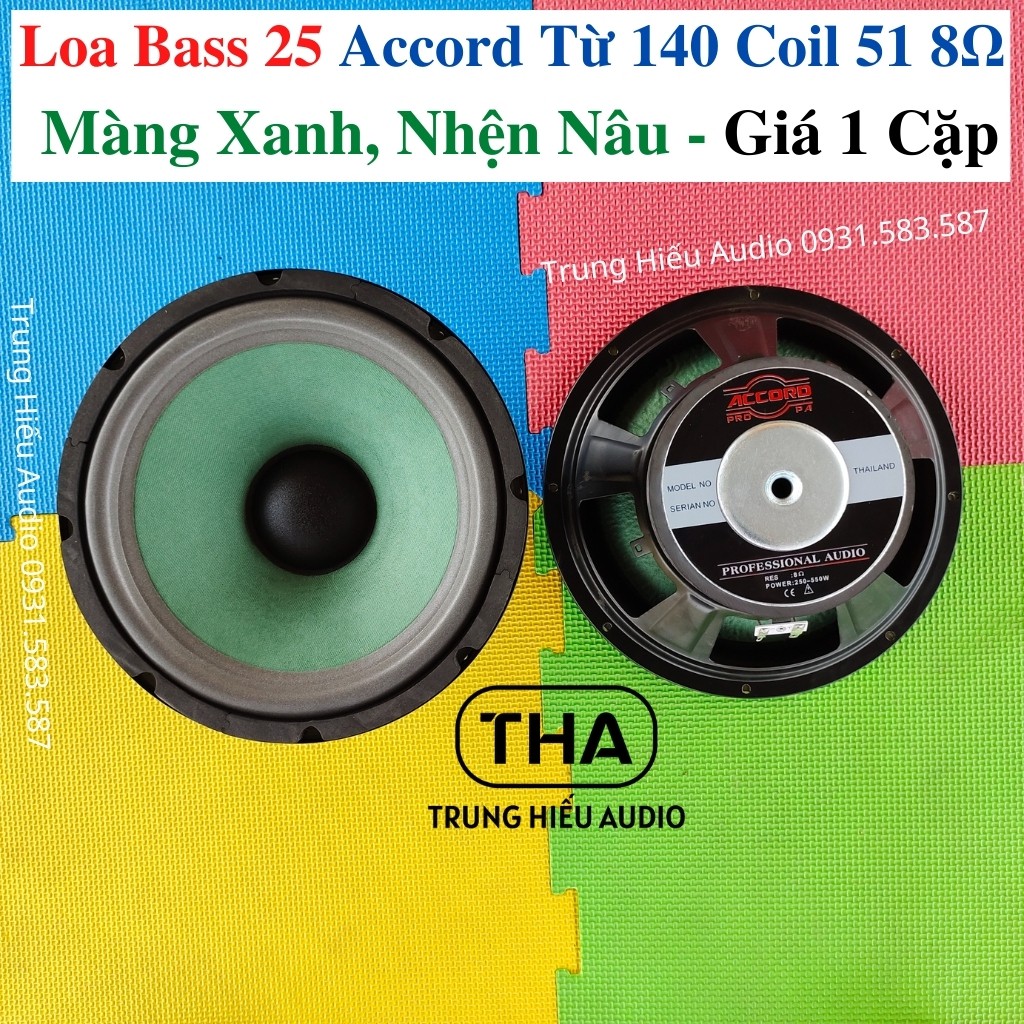 Củ Loa Bass 25 Từ 140 Coil 51 4 Lớp, Màng Xanh, Loa Rời Bass 25 Nhện Cao, Gân Mút (Giá 1 Cặp) - Trung Hiếu Audio