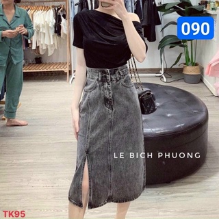 🔥🔥FREESHIP💥 Chân váy bò hai cúc xẻ vạt cực đẹp. Size S M L