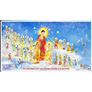 Tranh đính đá Tây Phương Cực Lạc LV206 chưa đính(136x75cm)