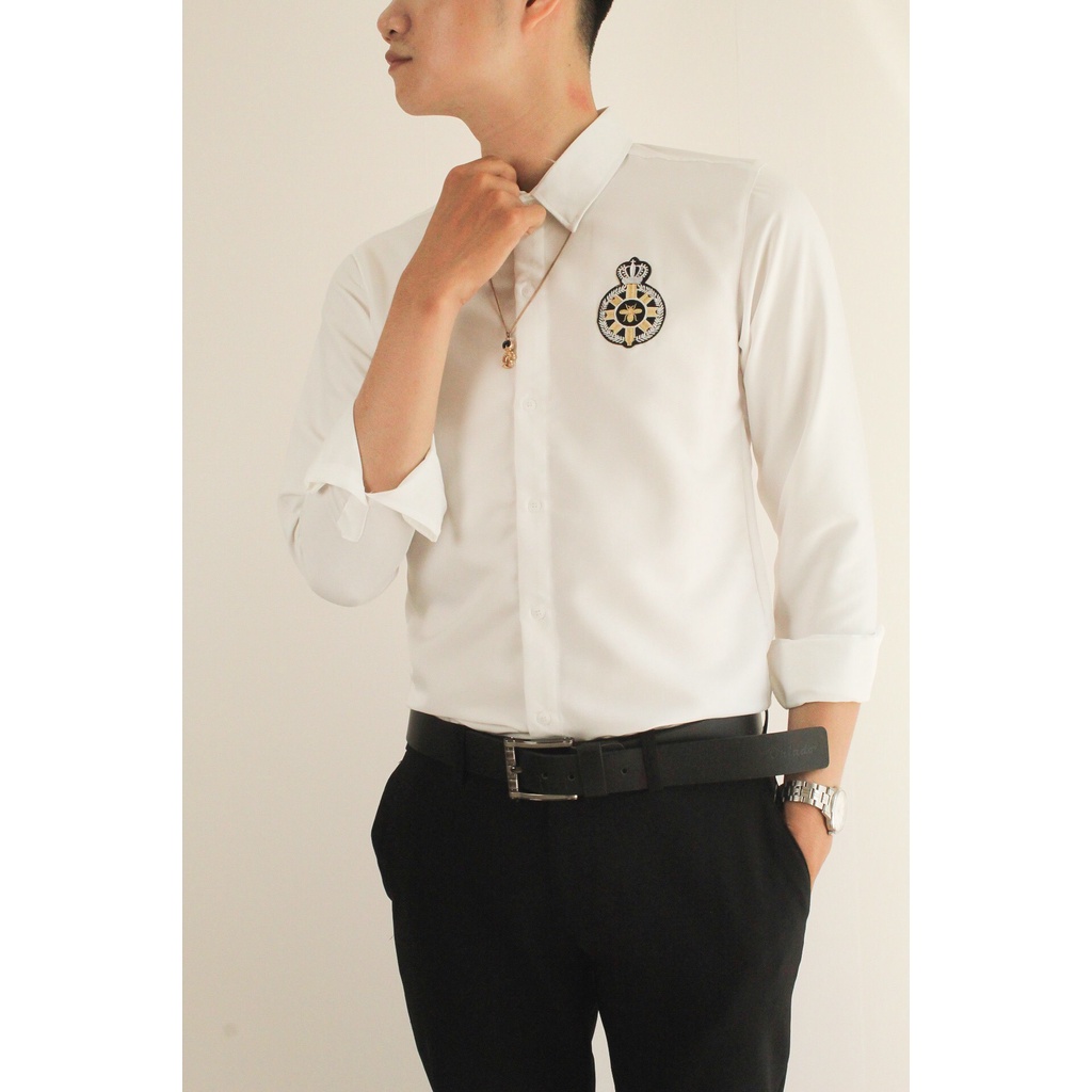 Áo Sơ Mi Nam Tay Dài Thêu Hình Đẹp Như Ảnh Chất Vải Mát HÌNH THẬT, CÓ VIDEO