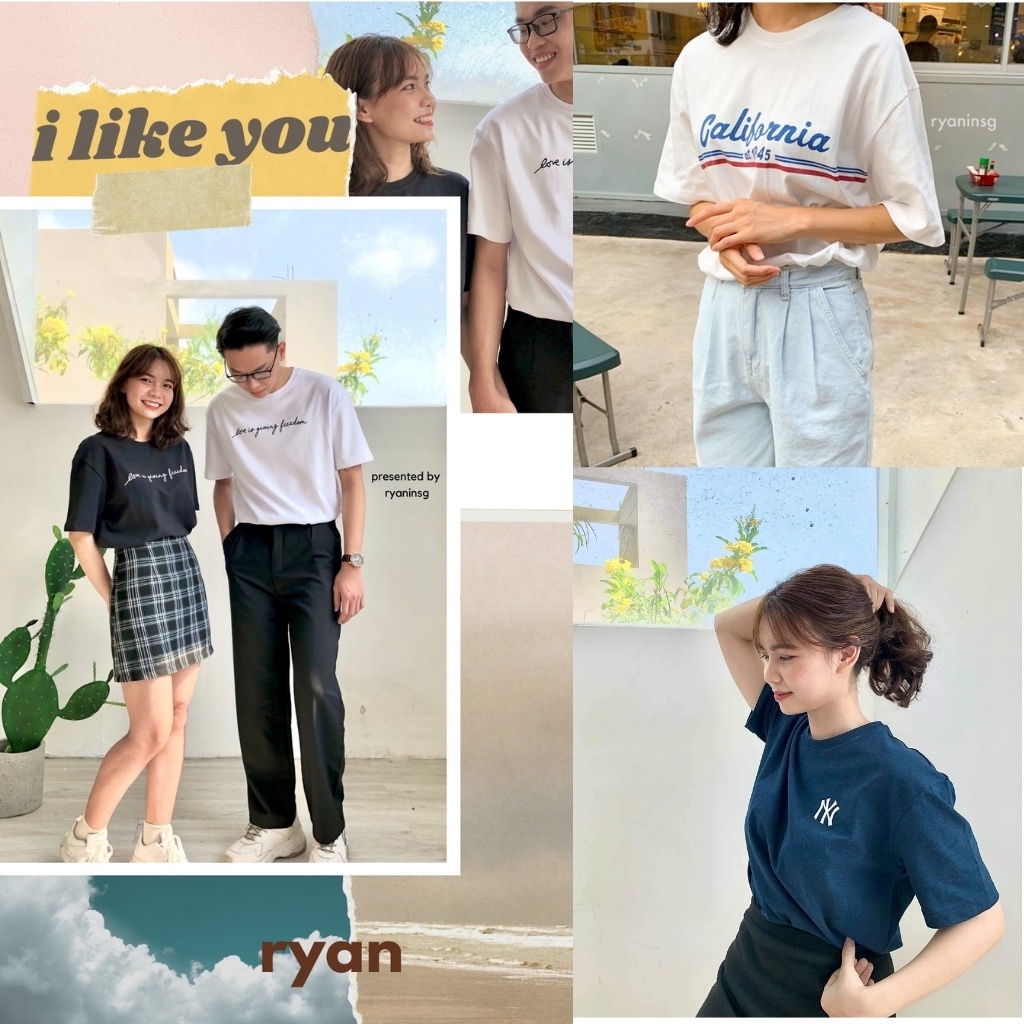 RYAN- Áo đôi unisex local brand phông thun nữ in phong cách Hàn Quốc form dáng rộng cotton tay ngắn