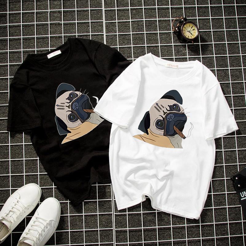 Áo thun form rộng unisex pug dễ thương vải dày mịn 2019T22054